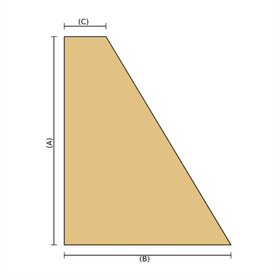 Skiva med fasad kant i ljus träfärg visad som diagram med måttangivelser